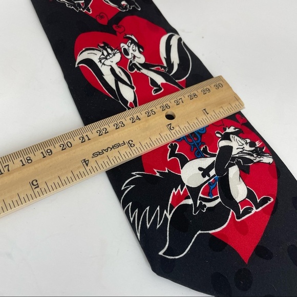 Pepé Le Pew Tie Looney Tunes Mania 90s Vintage Mens 100% Silk Valentine’s - Picture 3 of 8